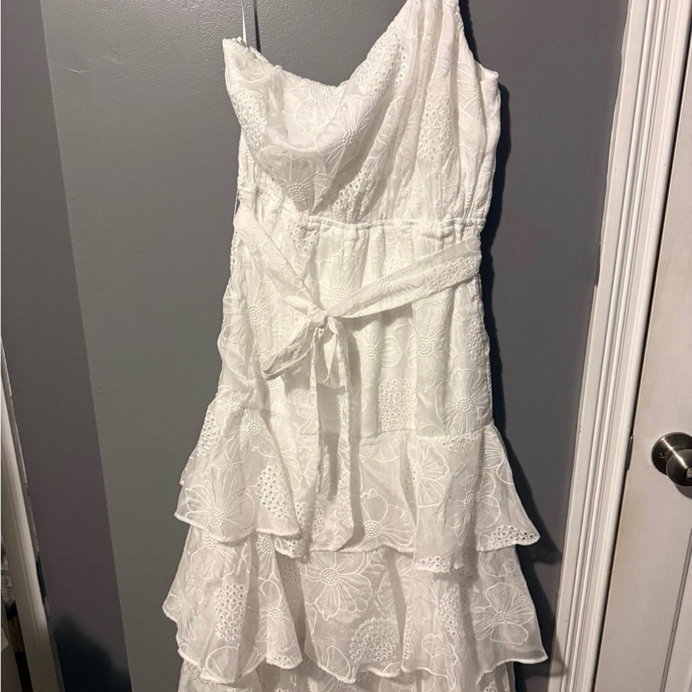 Lulu's White One-Shoulder Ruffle Dress - Picture 2 of 2